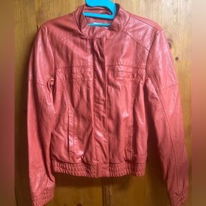 Rust Orange Faux-Leather Jacket